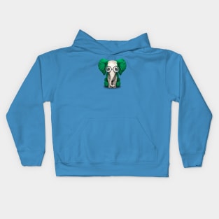 Baby Elephant with Glasses and Nigerian Flag Kids Hoodie